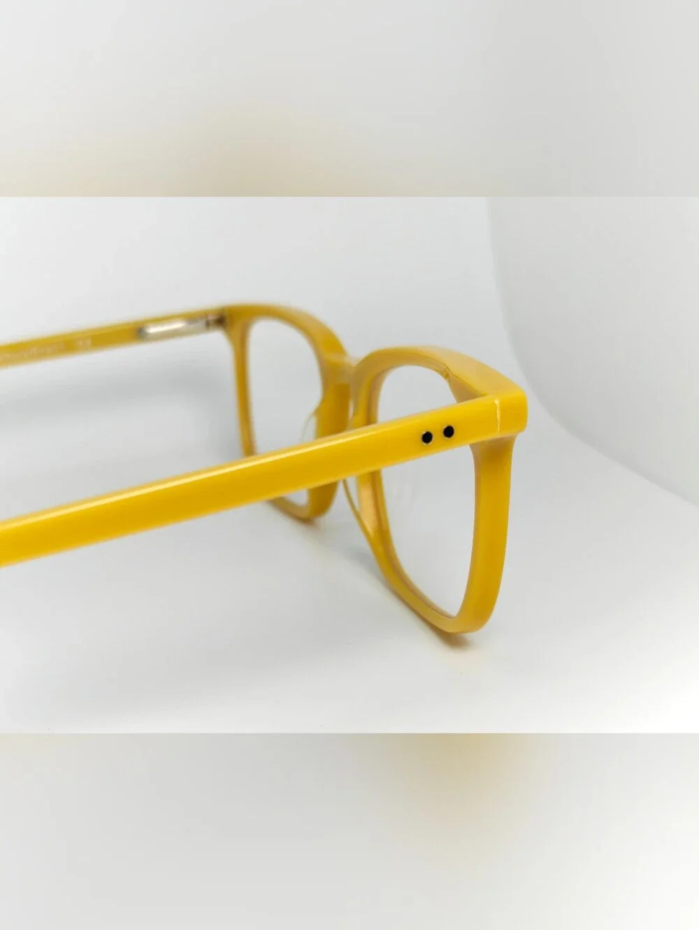 Etched. Mustard Yellow Eyeglass Frames Trendy Color. Rectangular.